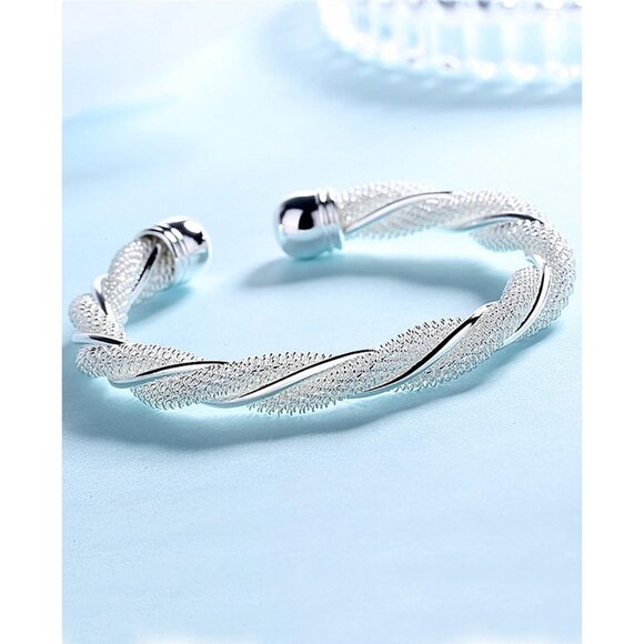 Ladies Sterling Silver Adjustable Open Cuff Bracelet Handmade Italian Jewelry Gi - Picture 4 of 7